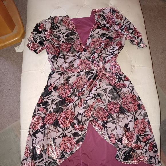 Leith Rose Print velvet dress - Picture 1 of 2